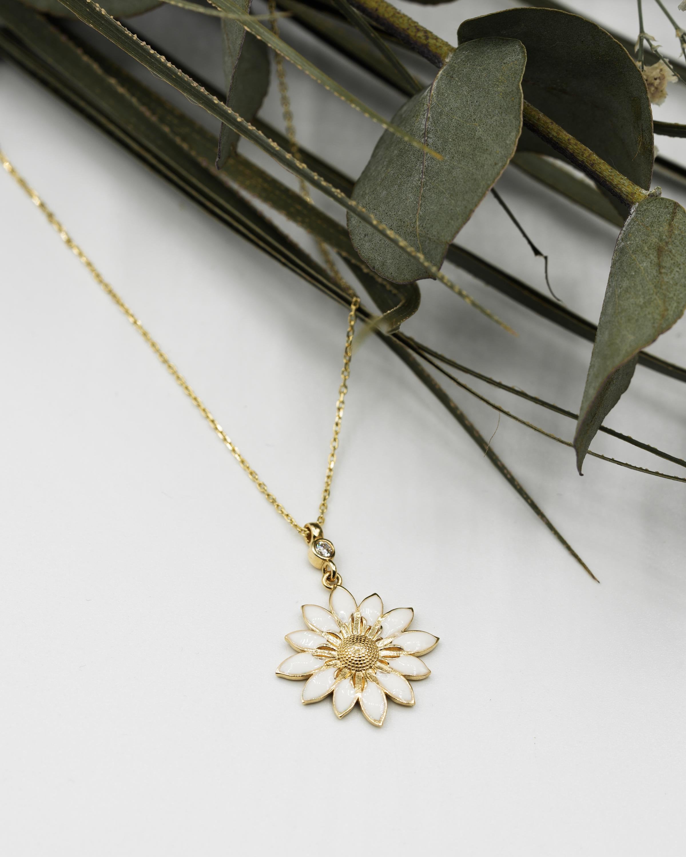 ★daisy★✾14kgf 14k Gold Daisy Necklace,daisy Flover Necklace,gift for Her