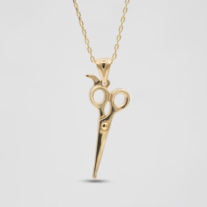 14k Gold Scissor Necklace: Handmade Hairdresser Jewelry Gift