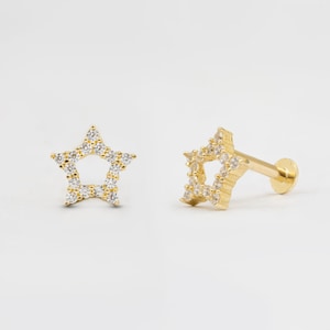 Brinco Tragus Estrela, Presente Para Ela, Brinco Tragus Minimalista Delicado, Presente Para Mulher, Presente De Aniversário, Presente De Dia Dos Namorados, Brincos De Botão Delicados