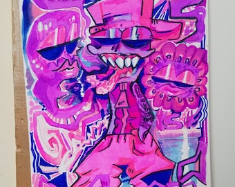 Pink Smokin&#39; Zombie Wall Art