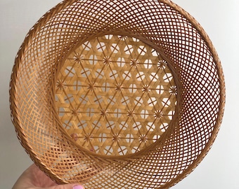 Vintage Handmade Bamboo Basket