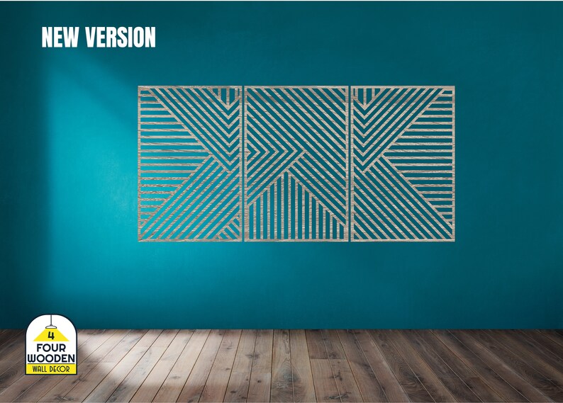 Geometric Wood Wall Panels, 3 Piece Set, Modern Wood Wall Art Set