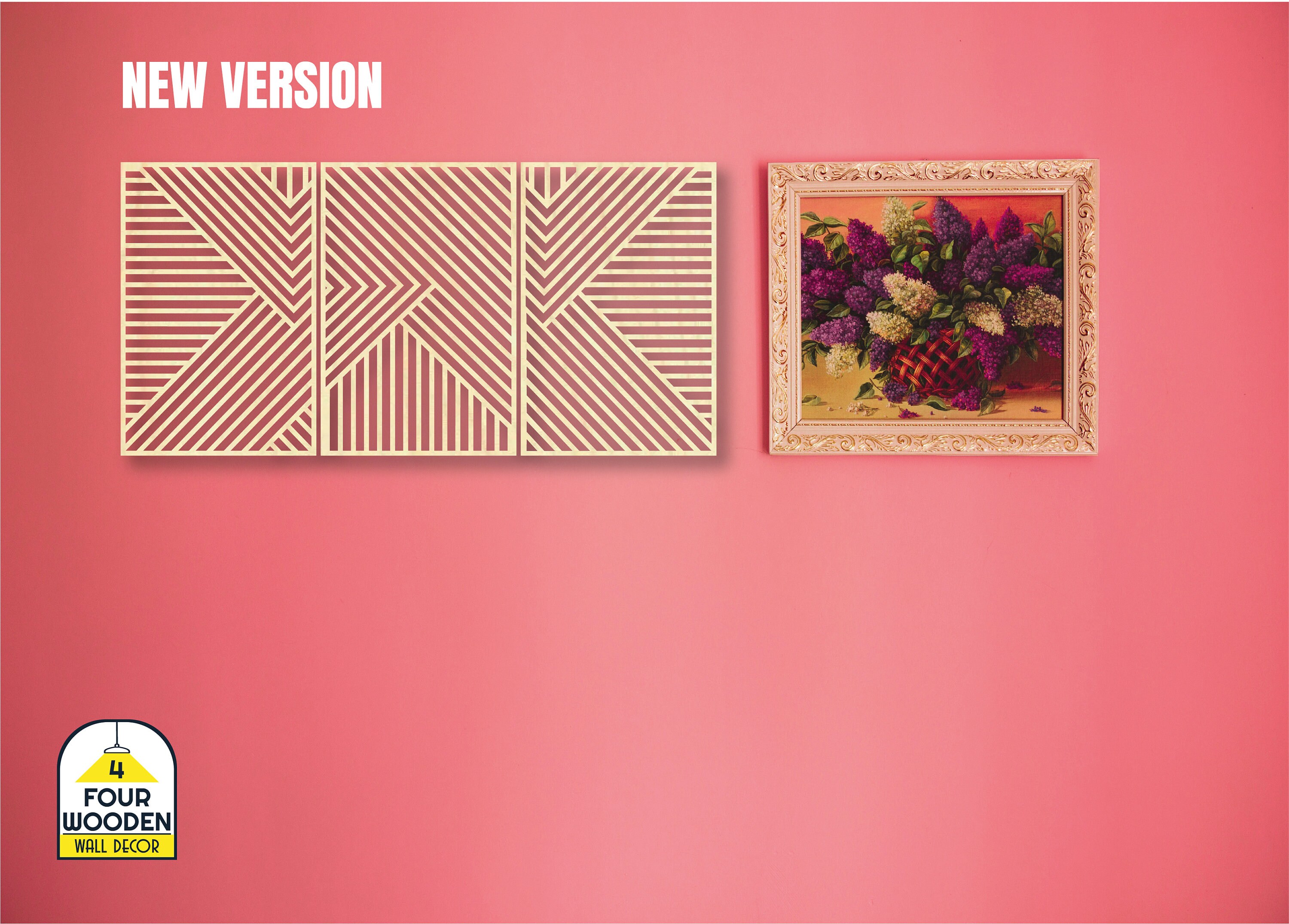 Geometric Wood Wall Panels, 3 Piece Set, Modern Wood Wall Art Set