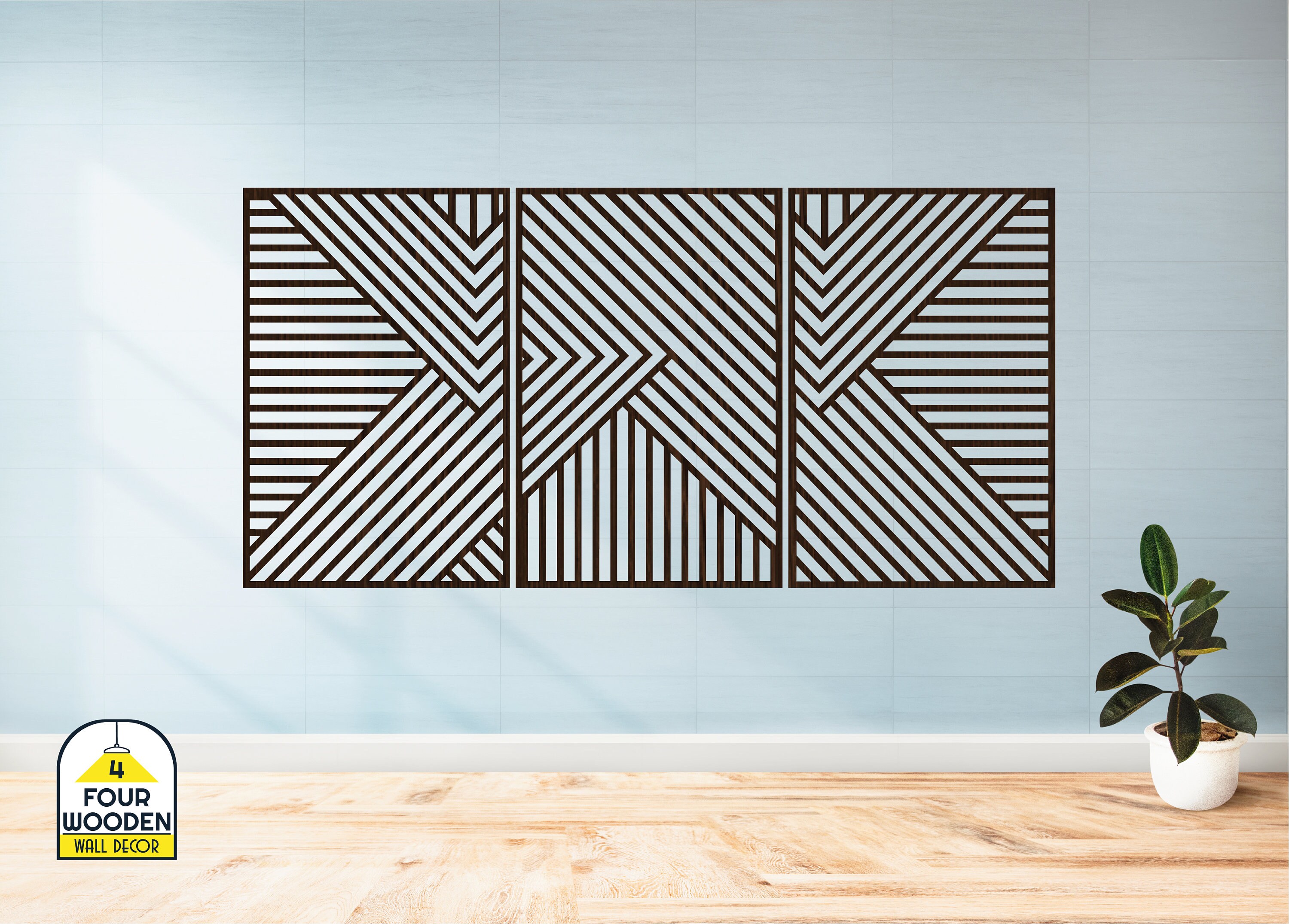 Geometric Wood Wall Panels, 3 Piece Set, Modern Wood Wall Art Set, Wooden Wall Art, Wood Panel