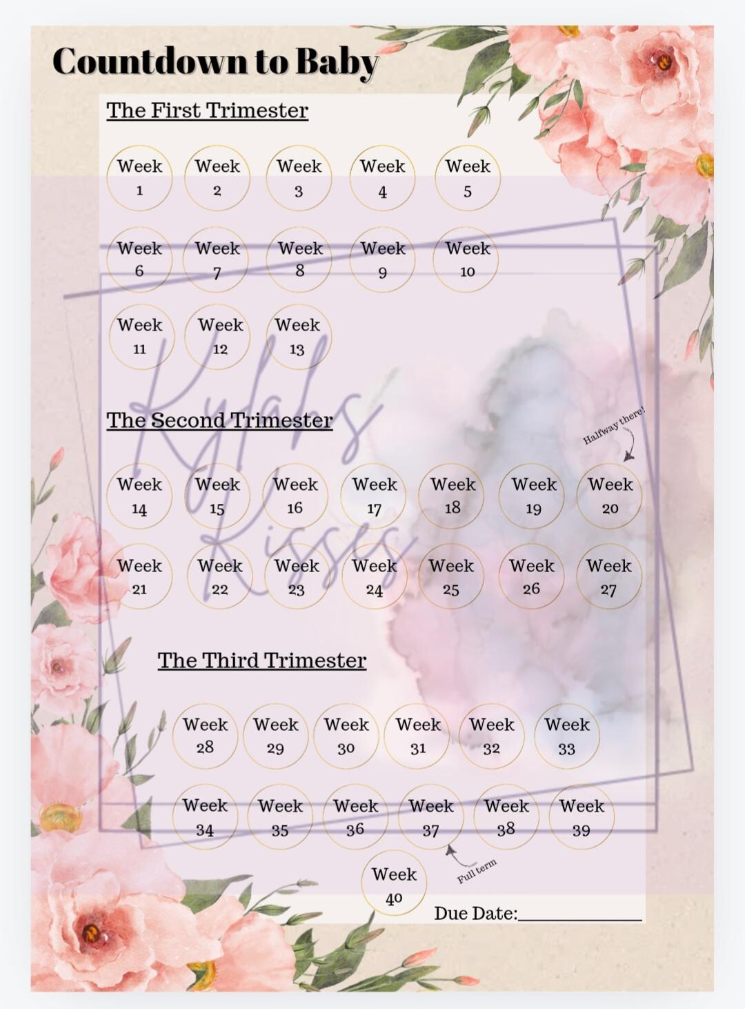Printable 'countdown to Baby' Sheet - Etsy