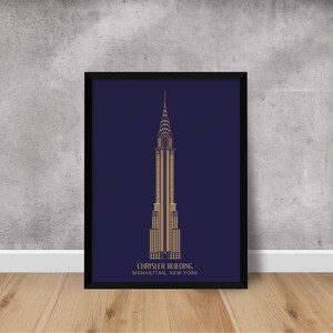 Chrysler Building Poster - Manhattan - Nueva York - Minimalista - Art Deco - diferentes opciones y colores - Wall Art Printing