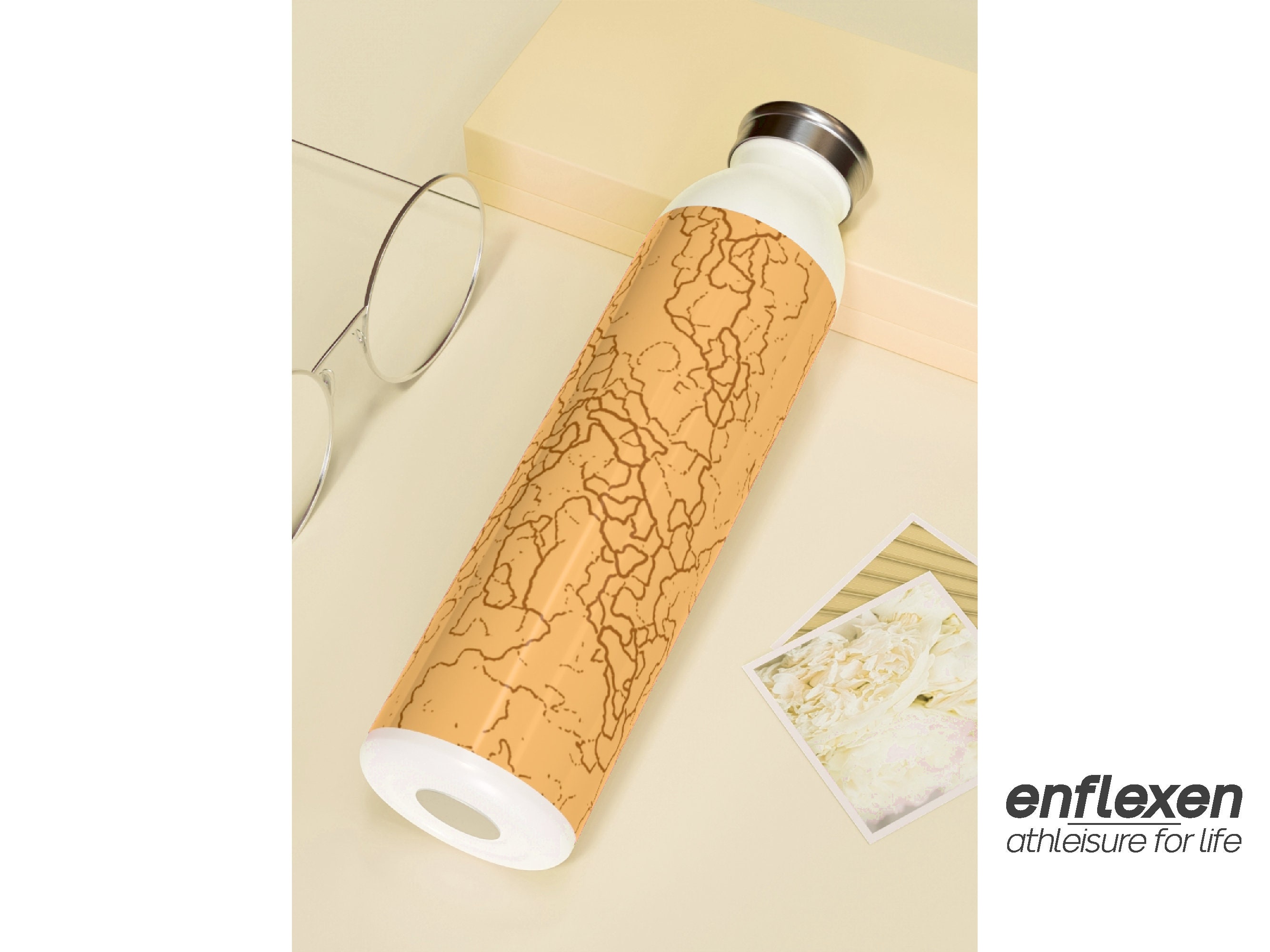 20 Oz Cream and Caramel Hydroflask, Beige and Brown Insulated Thermal  Hydration Flask, Creamy Beige Gym Workout Water Bottle 