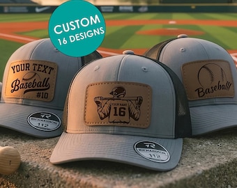 Custom Baseball Hat,Personalized Leather Patch  Cap,Richardson 112 Snapback,Birthday Gift For Dad,Coach Player Number, Cooperstown hat