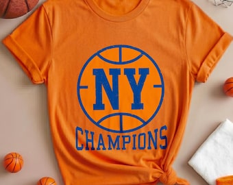 New York Basketball Champions 2026 Shirt, Retro NY Finals T-Shirt, Vintage Ball Graphic Tee, Blue Orange Streetwear, Fan Gift For Him