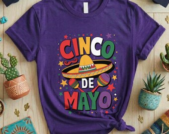 Cinco De Mayo Shirt, Sombrero Fiesta Tee, Mexican Party Gift, Maracas Festival Top, Funny Holiday Tshirt For Him Her
