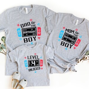 Custom Level Unlocked Birthday Family Shirt, Birthday Shirt For Gamer, Birthday Boy/Girl T-shirt,  Birthday Family Party Tee
