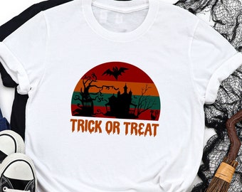 Trick or Treat Shirt, Halloween Shirt, Woman Halloween Shirt, Retro Halloween Shirt,women's Shirt