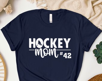Hockey Mom with Number Shirt, Hockey Mom T-shirt, Custom Hockey Mom Shirt