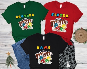 Custom Name M and M Candy Family Shirt, M&M Candy T Shirt, Group Family Matching Shirt, Birthday Family Shirt, Custom MM Candy Shirt Gift