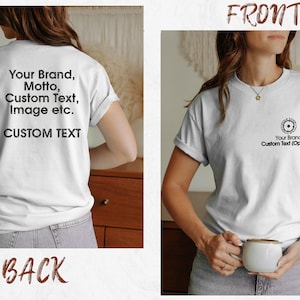 Custom Logo on the Tshirt FRONT or BACK, Logo Custom Shirt, Personalized Shirt, Text on Graphic Tee, Your Business Logo or Brand Logo Tshirt