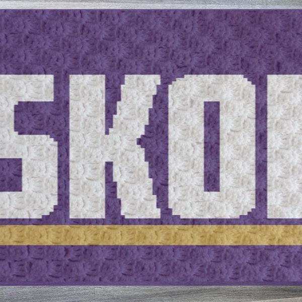 SKOL Crochet **Pattern ONLY** C2C Minnesota Football Afghan, Tapestry, Graphgan, Blanket