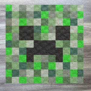May include: A green and black pixelated image of a Minecraft Creeper. The Creeper is a hostile mob in the video game Minecraft.
