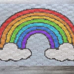 Arc-en-ciel au crochet **Motif UNIQUEMENT** C2C Afghan arc-en-ciel, tapisserie, graphgan, couverture
