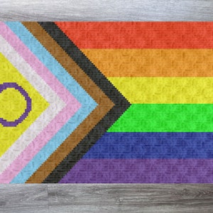 Progress Pride Flag Crochet **Modèle SEULEMENT** C2C LGBTQ+ Afghan, Tapisserie, Graphgan, Couverture