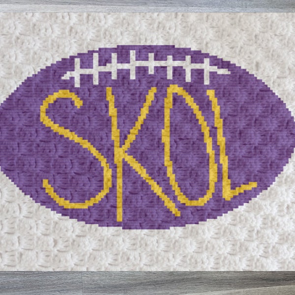 SKOL Football Crochet **Pattern ONLY** C2C Minnesota Afghan, Tapestry, Graphgan, Blanket