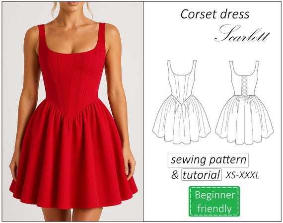white christmas dresses Riviera Dress & Corset - PDF Sewing Pattern