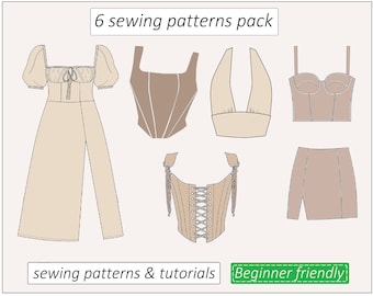 Korset toppatroon, voorkant korsetpatroon, crop top bustier naaipatroon, melkmeisje jurk patroon, halter top PDF direct downloaden