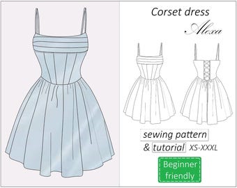 Corset Dress Pattern Alexa, Graduation Prom Gown Dress Sewing Pattern, Mini Summer Dress Pattern for Women - PDF Download, XS - XXXL - Etsy UK Corset Dress Pattern Alexa, Graduation Prom Gown Dress Sewing Pattern, Mini Summer Dress Pattern for Women - PDF Download, XS - XXXL - Etsy UK