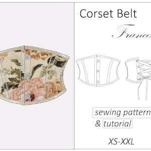 Corset pattern Francesca, corset belt pattern PDF sewing pattern - instant download, sizes XS - XXL