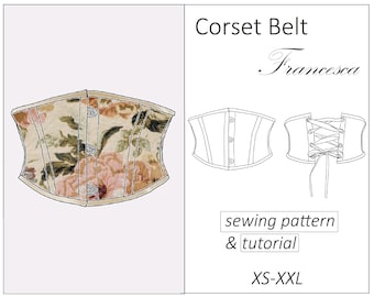 Patrón de corsé Francesca, patrón de cinturón de corsé, patrón de costura en PDF, descarga instantánea, tallas XS - XXL
