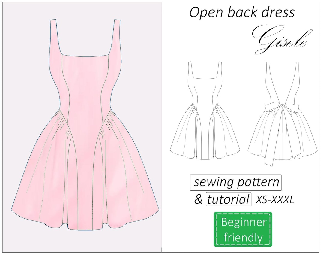Open Back Dress Pattern Gisele Prom Dress Sewing Pattern PDF Wedding