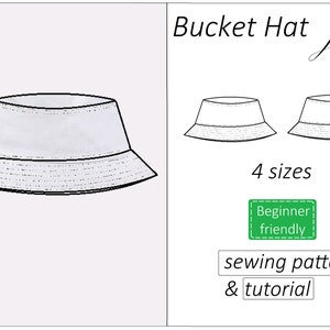 Bucket hat pattern June, easy bucket hat sewing pattern PDF, summer hat pattern - instant download, 4 sizes