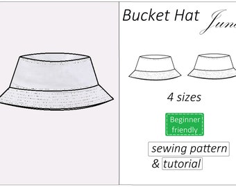 Bucket hat pattern June, easy bucket hat sewing pattern PDF, summer hat pattern - instant download, 4 sizes