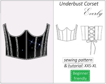 Corset pattern, double sided corset sewing pattern PDF underbust corset belt - instant download