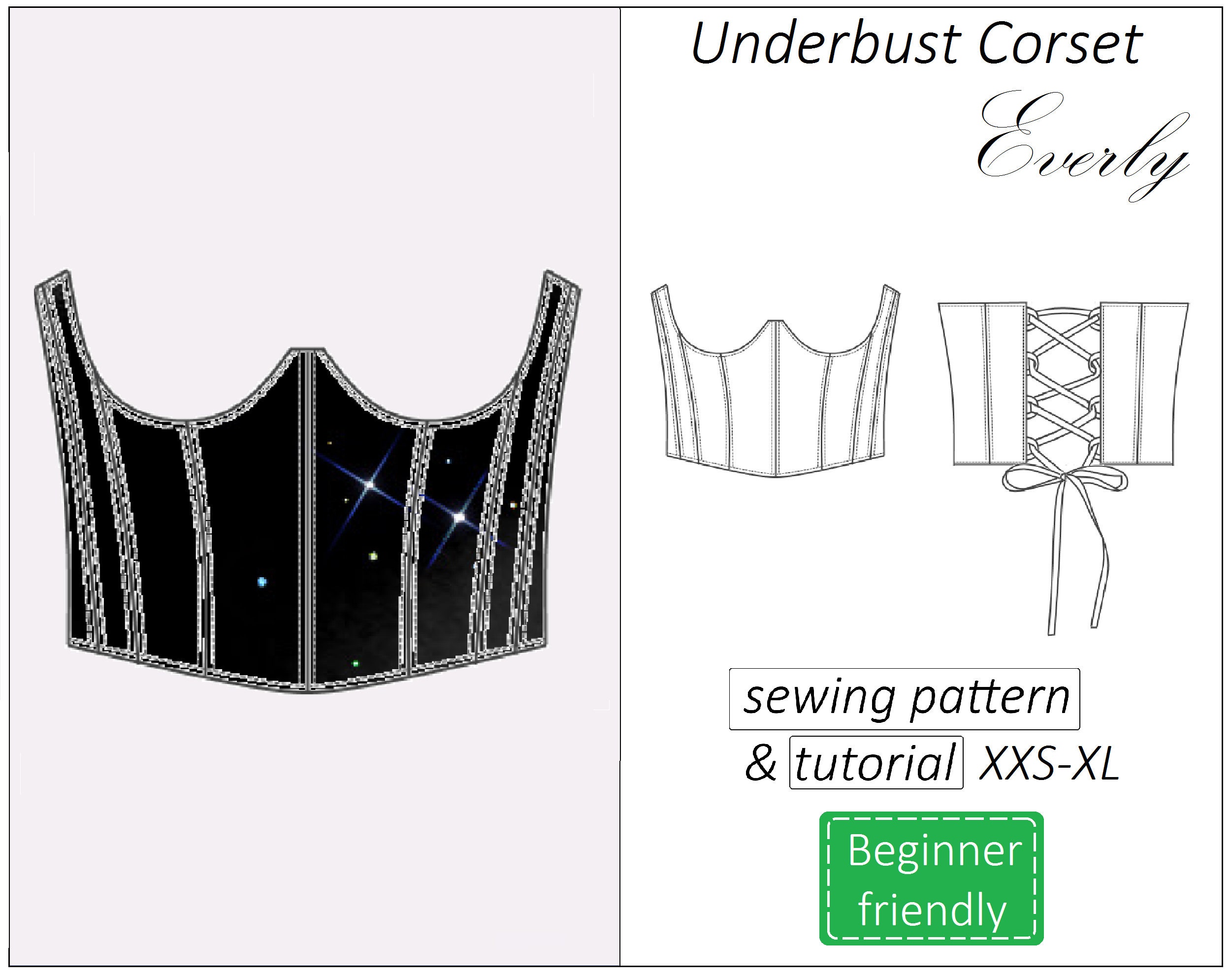 Corset Pattern, Double Sided Corset Sewing Pattern PDF Underbust Corset  Belt Instant Download -  Canada