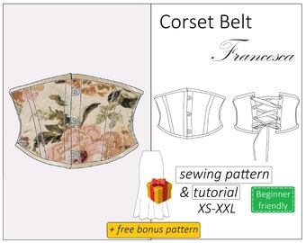 Corset pattern Francesca, corset belt pattern PDF sewing pattern - instant download, sizes XS - XXL