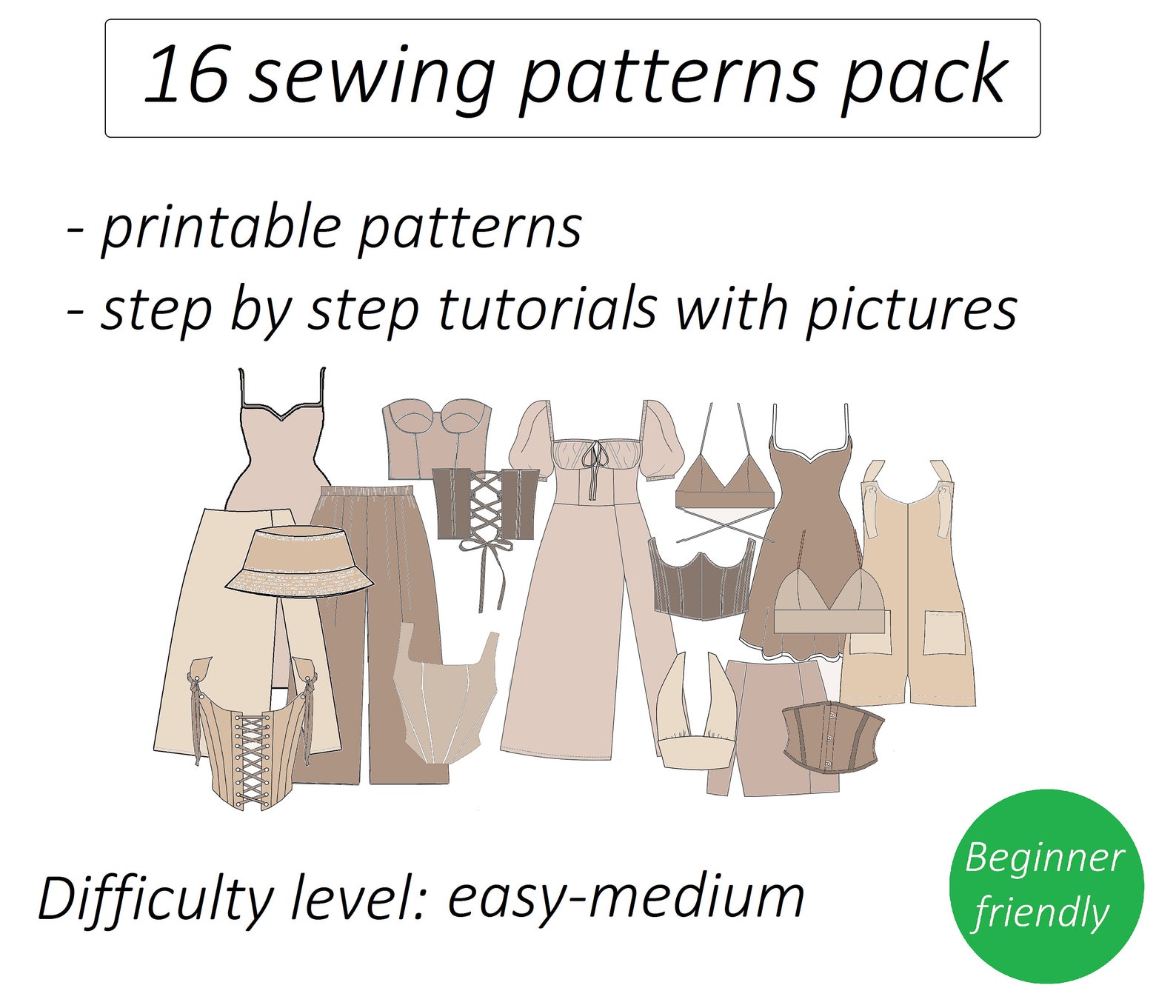16 Patterns: Crop Top Pattern, Bustier Pattern, Milkmaid Dress Pattern ...