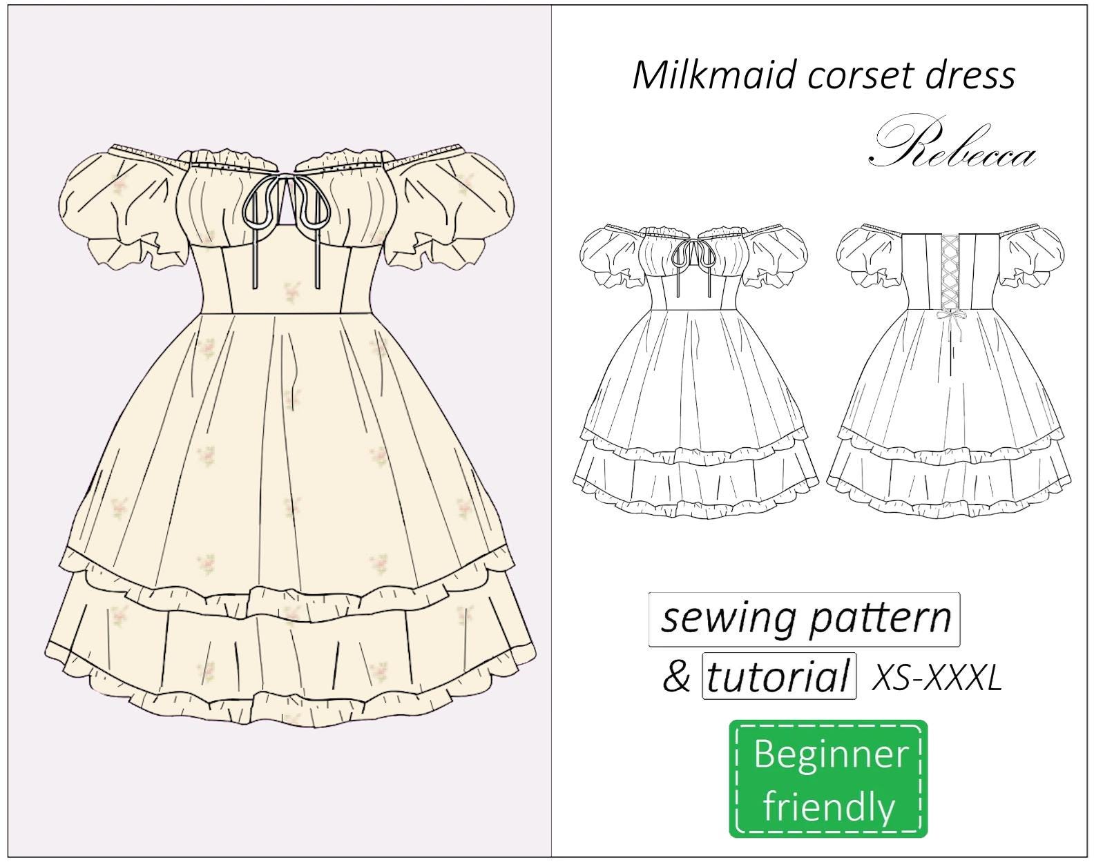 Corset Dress Pattern Rebecca, Milkmaid Dress Sewing Pattern PDF, Tiered  Ruffle Summer Dress Pattern for Women - Instant Download, XS - XXXL - Etsy  Sweden