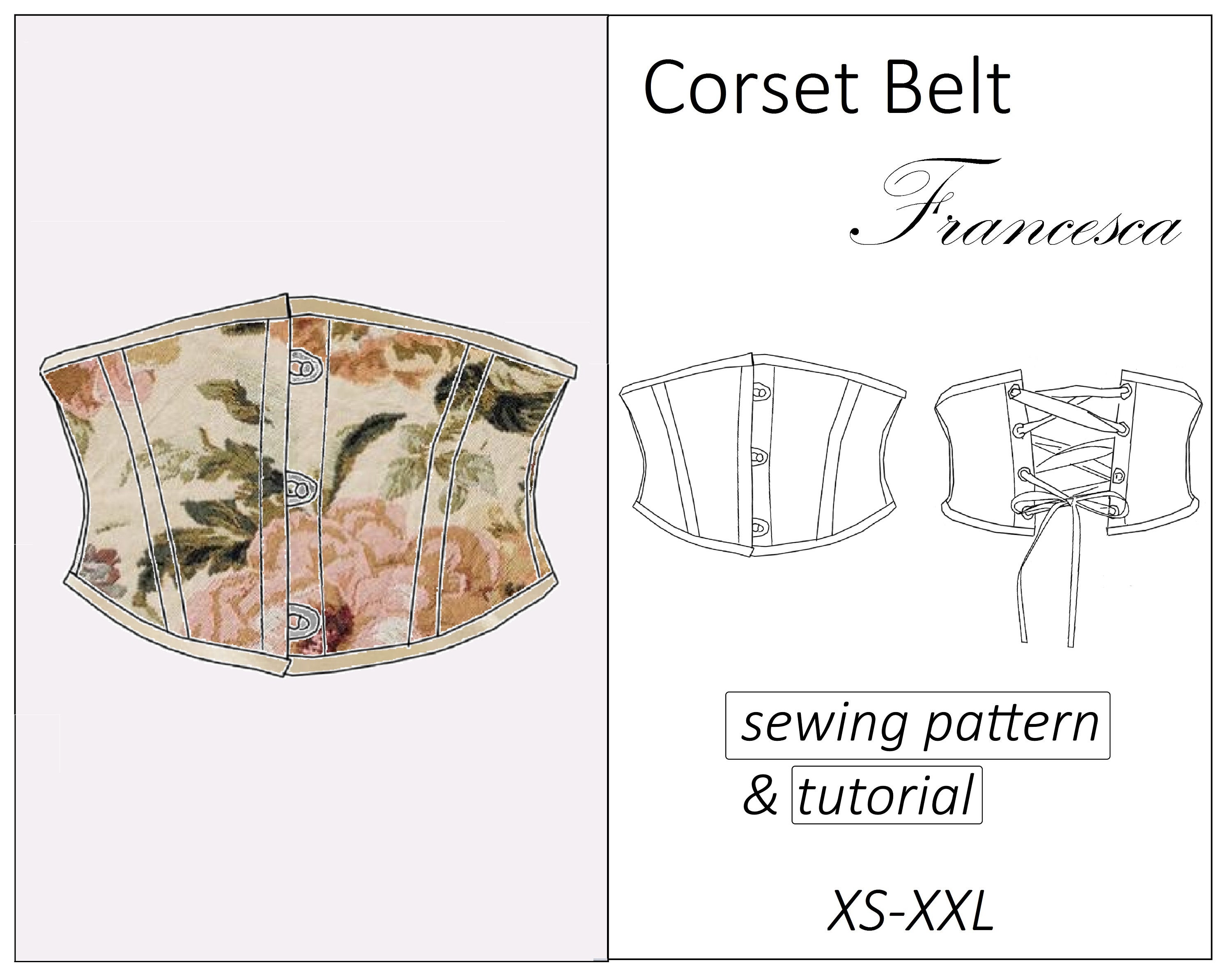 Corset Pattern Francesca, Corset Belt Pattern PDF Sewing Pattern