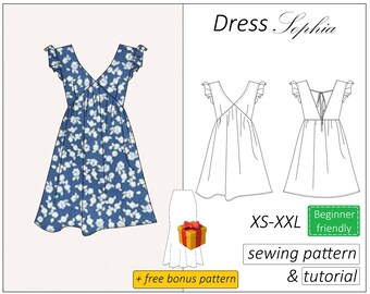 Women dress pattern | babydoll dress pattern | milkmaid dress cottagecore summer dress sewing pattern PDF | linen mini dress XS-XXL