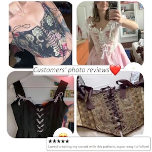 Corset top patroon Serena, front lace korset patroon PDF, crop top bustier naaipatroon direct downloaden, maten XS XXL afbeelding 2