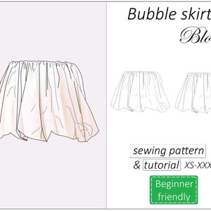 Bubble skirt pattern Bloom, balloon skirt sewing pattern PDF, mini skirt pattern for women - instant download, sizes XS - XXXL