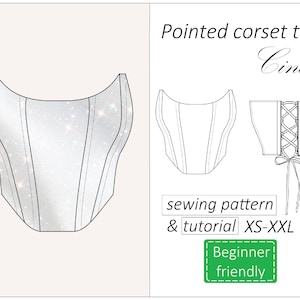 Corset top pattern Cindy, corset pattern PDF, crop top bustier sewing pattern - instant download, sizes XS - XXL