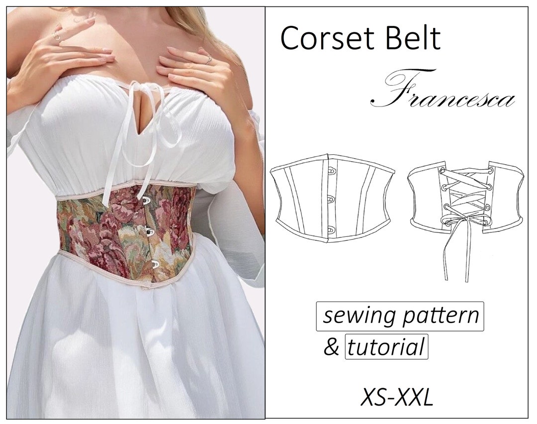Corset Belt Digital PDF Sewing Pattern Underbust Corset Size XS-XL Pdf  Sewing English Instruction 