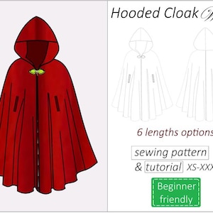 Cloak sewing pattern Will, cloak with hood pattern PDF medieval magical gown, fantasy hooded cape sewing pattern for cosplay or Halloween