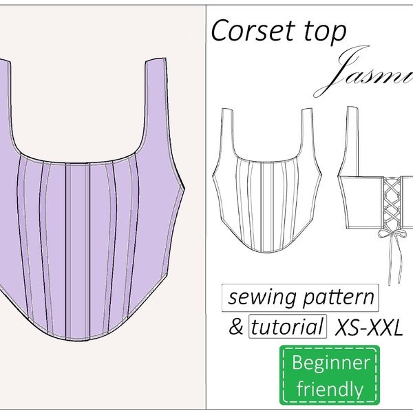 Korsett Schnittmuster Jasmine, Korsett PDF, Schnittmuster, PDF, Größen XS - XXL