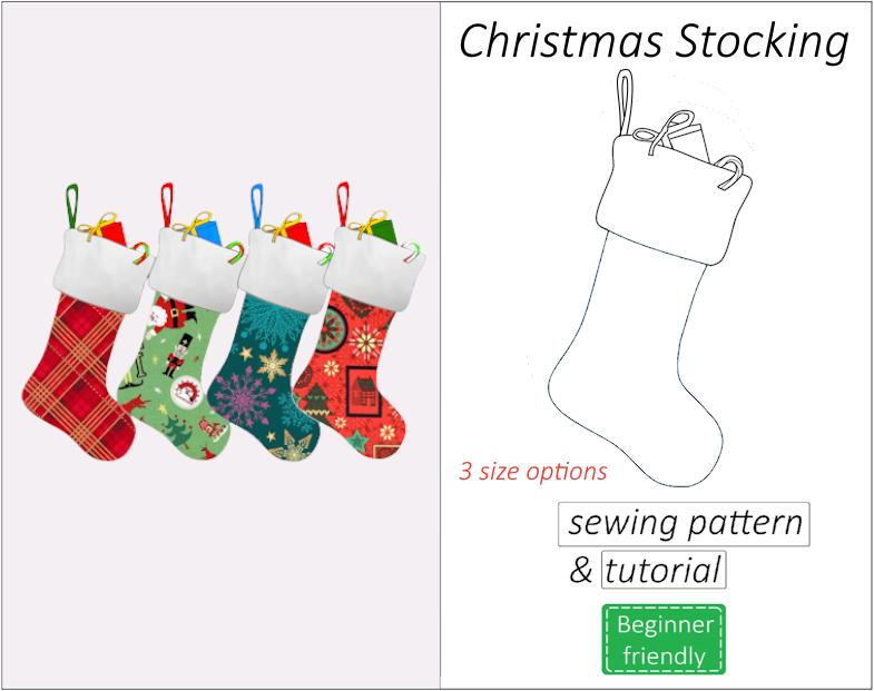 Pdf Pattern for Christmas Stocking With Cuff - Etsy for Printable Free Pattern For Christmas Stocking With Cuff