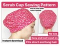 Scrub cap pattern no ties, scrub hat sewing pattern PDF scrub caps for women surgical cap nurse medical- easy for beginners instant download