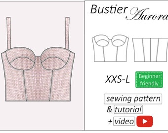 Bustier pattern, bustier top corset sewing pattern PDF - instant download