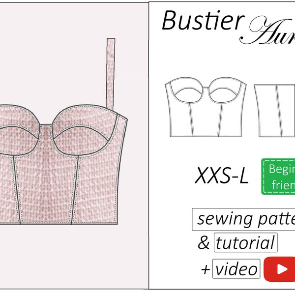 Bustier patroon, bustier top korset naaipatroon PDF - direct downloaden