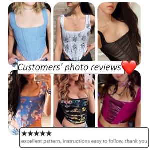 Corset top pattern Vanessa, corset pattern PDF, crop top bustier sewing pattern instant download, sizes XS 8XL English, Français image 4